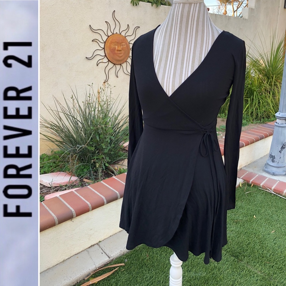 NEW Forever 21 Little Black Faux Wrap Dress